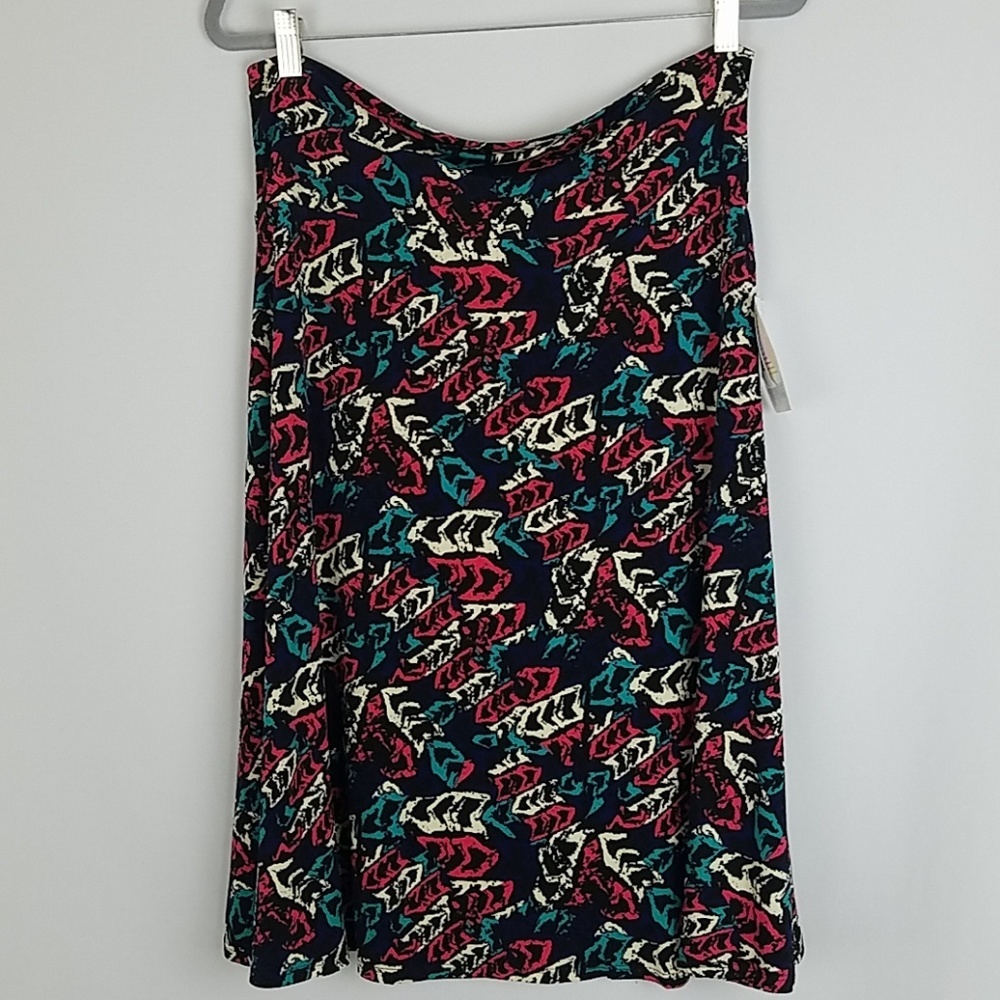 Lularoe women XL Azure a-line skirt printed‎ mid cuff cottage core festival boho